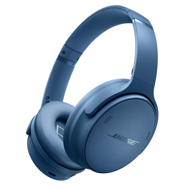 אוזניות Bose QuietComfort כחולות על רקע לבן