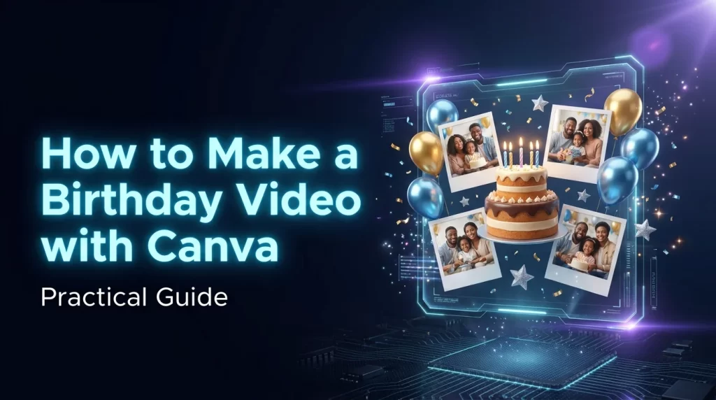 Family birthday video made with Canva from old photos