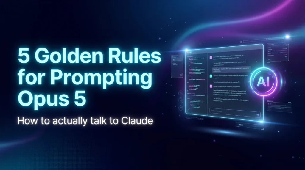 5 Golden Rules for Prompting Opus 5 1 5 golden rules for prompting Opus 5 on a dark neon tech background