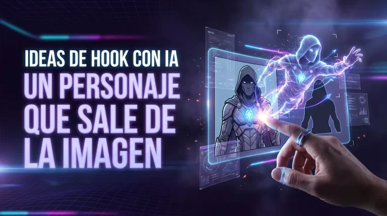 Idea de hook con IA: personaje de cómic que sale de la portada