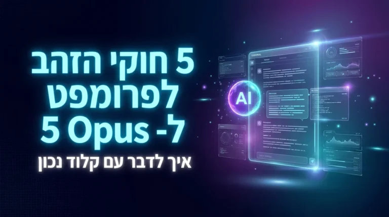 5 חוקי הזהב לפרומפטים לאופוס 5 על רקע טכנולוגי ניאון