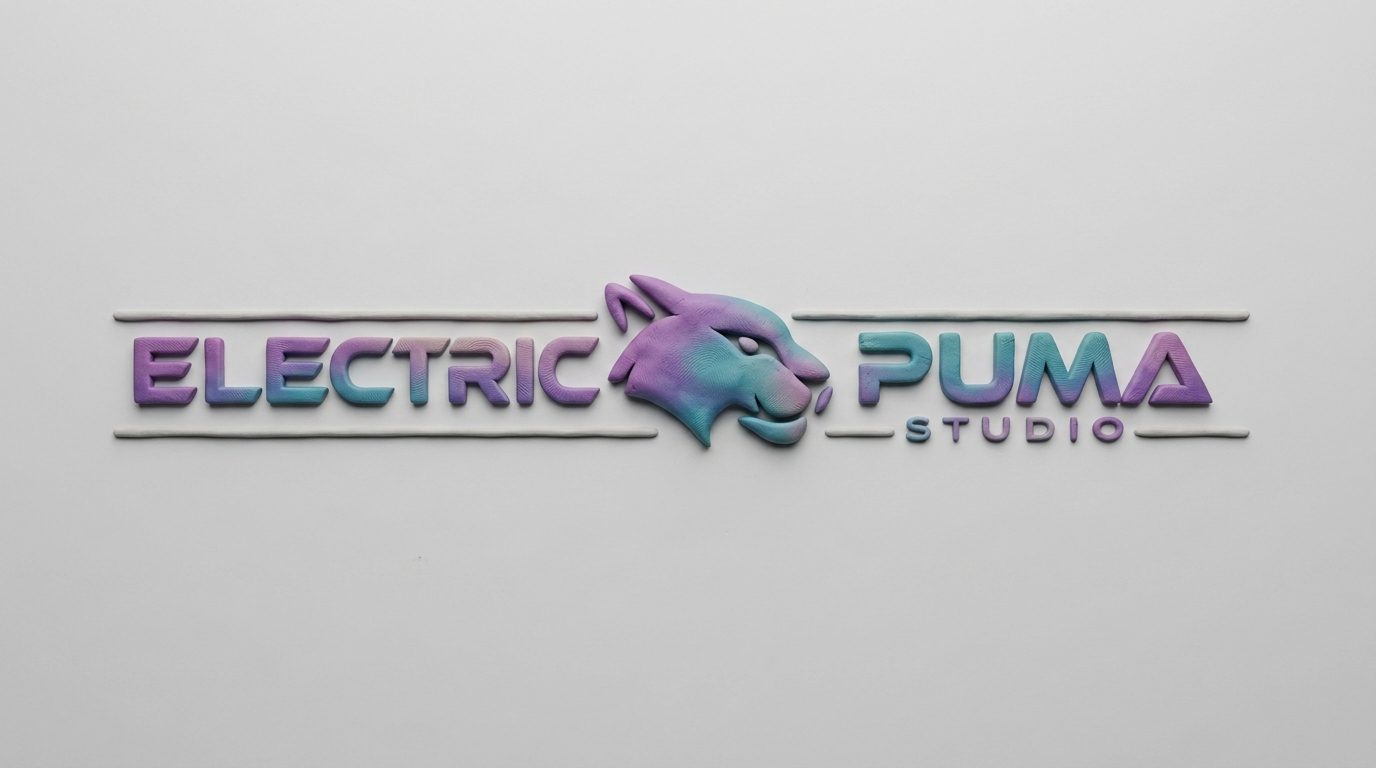 Logo de Electric Puma esculpido en arcilla con IA