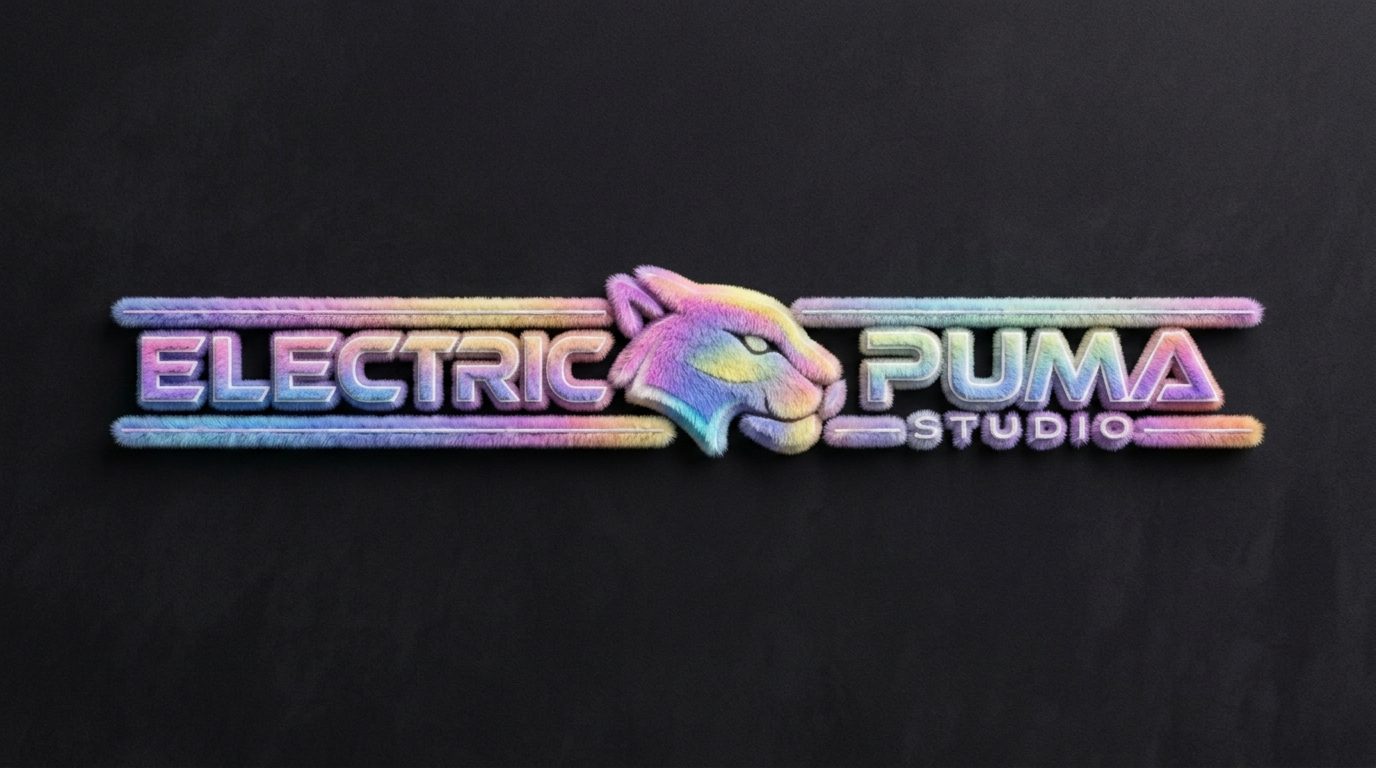 Logo de Electric Puma cubierto de peluche esponjoso hecho con IA