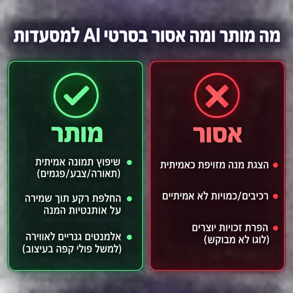 מה מותר ומה אסור בשימוש ב-AI לתמונות מנות
