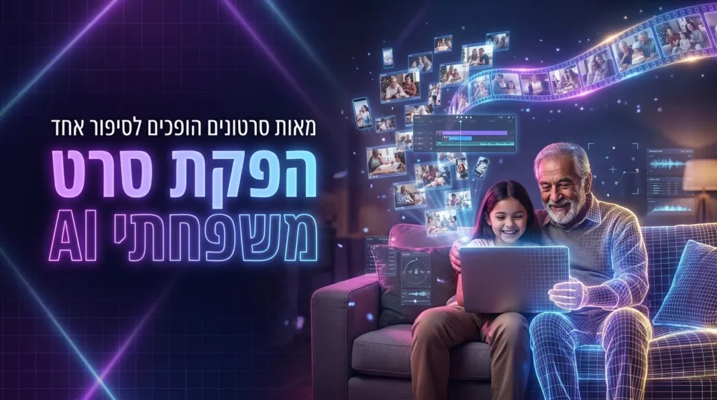 הפקת סרט משפחתי ai: איך הופכים מאות סרטונים מהטלפון לסרט אחד 5 הפקת סרט משפחתי ai - סבא ונכדה צופים בקטעי משפחה