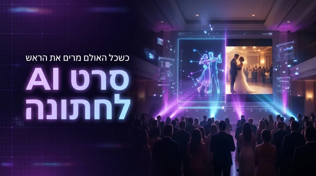 סרט ai לחתונה 2 סרט ai לחתונה - אורחים מביטים בסרט קולנועי על מסך ענק