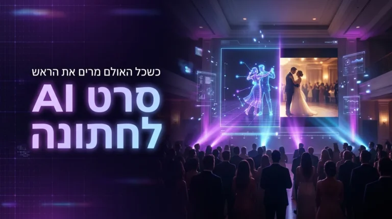 סרט ai לחתונה 2 סרט ai לחתונה - אורחים מביטים בסרט קולנועי על מסך ענק